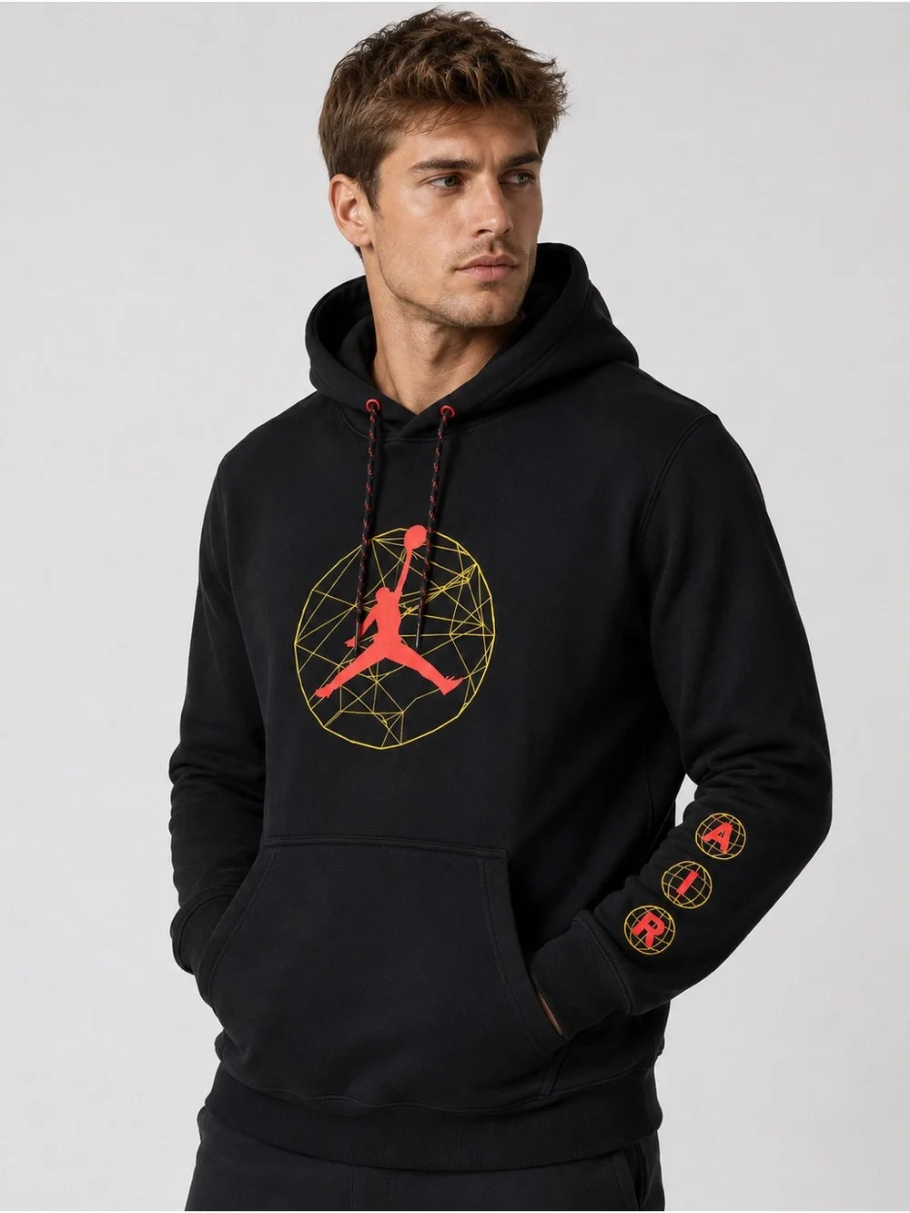 Jordan Men’s M Black Pullover Hoodie Jumpman Air Graphic Logo Sweatshirt